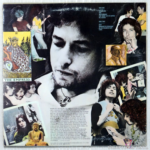 Bob Dylan ‎– Desire vinyl record back cover
