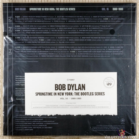 Bob Dylan ‎– Springtime In New York: The Bootleg Series Vol. 16 1980–1985 vinyl record back cover replacement