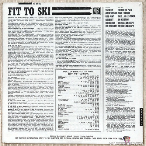 Bonnie Prudden ‎– Fit To Ski vinyl record back cover