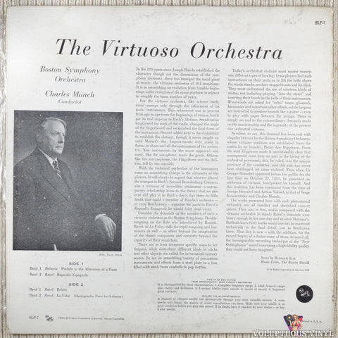 Boston Symphony Orchestra... Charles Munch – The Virtuoso Orchestra vinyl record back cover