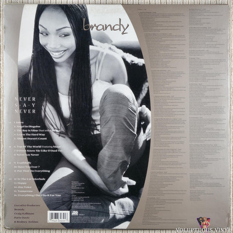 Brandy ‎– Never Say Never vinyl record back cover