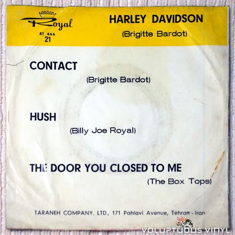 Brigitte Bardot, Billy Joe Royal, Box Tops ‎– Harley Davidson vinyl record back cover