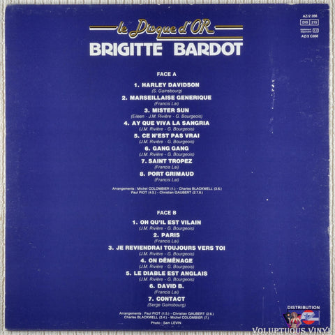 Brigitte Bardot – Le Disque D'Or vinyl record back cover