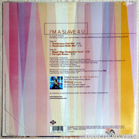 Britney Spears ‎– I'm A Slave 4 U - Vinyl Record - Back Cover