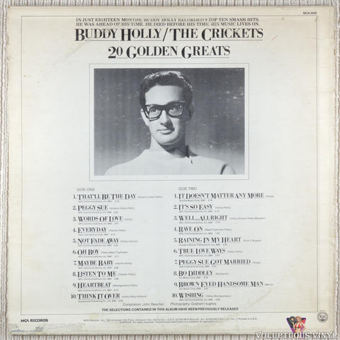 Buddy Holly And The Crickets – 20 Golden Greats vinyl record back cover
