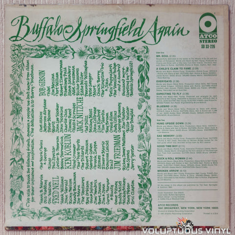Buffalo Springfield ‎– Buffalo Springfield Again vinyl record back cover