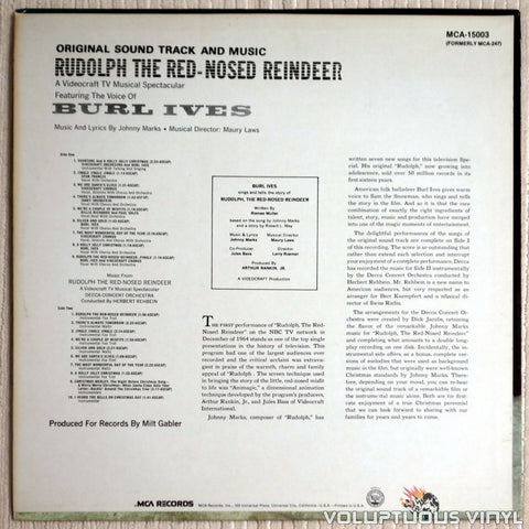 Burl Ives ‎– Original Sound Track And Music From Rudolph The Red Nosed Reindeer - Vinyl Record - Back Cover
