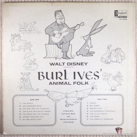 Burl Ives ‎– Walt Disney Presents Burl Ives' Animal Folk vinyl record back cover
