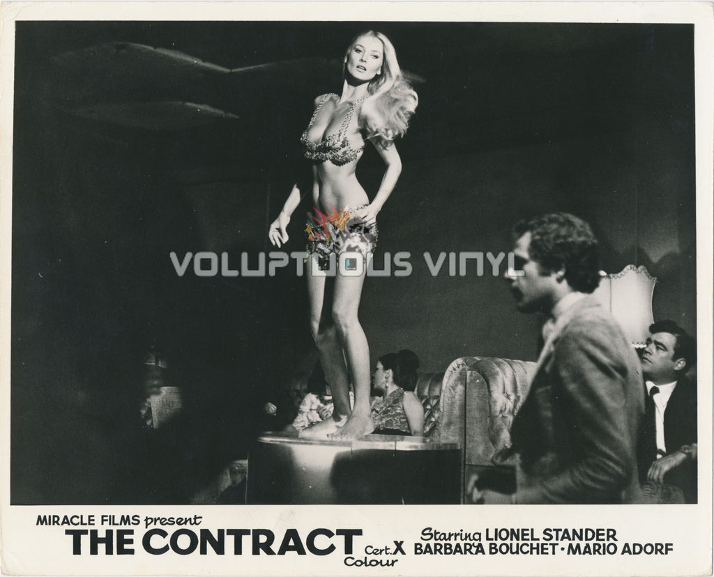 Caliber 9 [The Contract] (1972) - UK Lobby Card - Barbara Bouchet Bikini Table Top Dancing