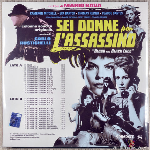 Carlo Rustichelli ‎– Sei Donne Per L'Assassino vinyl record back cover