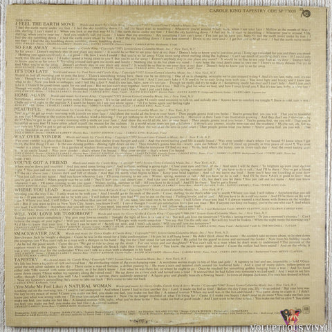 Carole King ‎– Tapestry vinyl record back cover