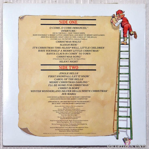 Carpenters ‎– Christmas Portrait vinyl record back cover