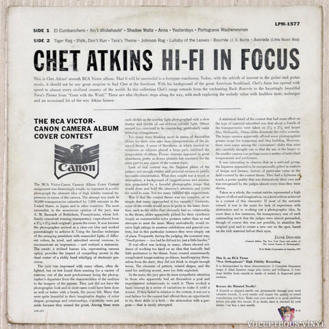 Chet Atkins ‎– Hi-Fi In Focus vinyl record back cover