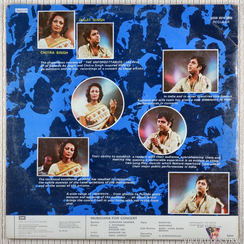 Chitra Singh & Jagjit Singh – Come Alive (In A Live Concert With Chitra Singh & Jagjit Singh) vinyl record back cover