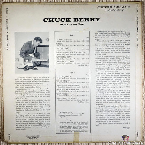 Chuck Berry ‎– Berry Is On Top vinyl record back cover