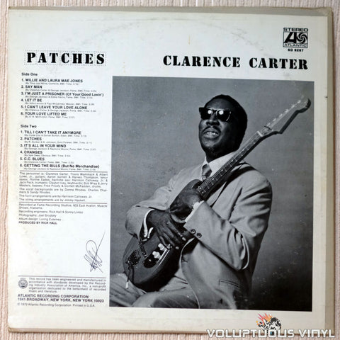 Clarence Carter ‎– Patches vinyl record back cover