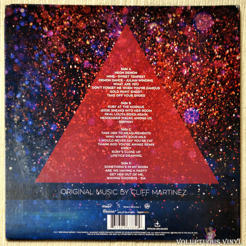 Cliff Martinez ‎– The Neon Demon vinyl record back cover