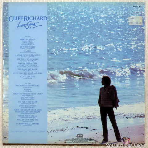 Cliff Richard ‎– Love Songs vinyl record back cover