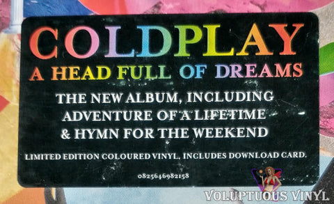 Coldplay ‎– A Head Full Of Dreams vinyl record hype sticker