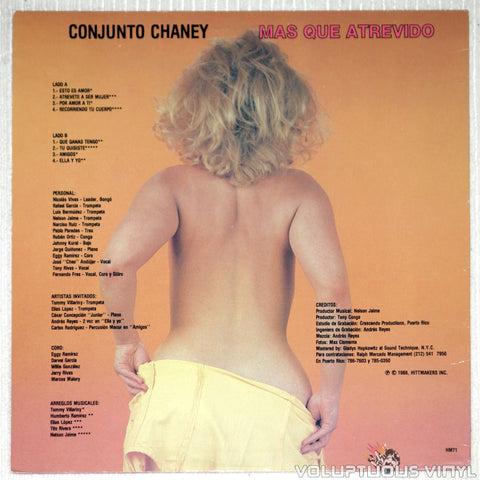 Conjunto Chaney ‎– Mas Que Atrevido - Vinyl Record - Sexy Back Cover