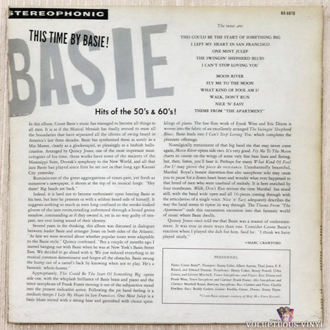 Count Basie ‎– This Time By Basie - Hits Of The 50's & 60's! vinyl record back cover