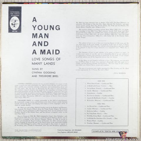 Cynthia Gooding And Theodore Bikel – A Young Man And A Maid (Love Songs Of Many Lands) vinyl record back cover