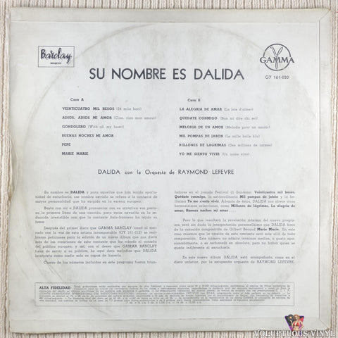 Dalida Con La Orquesta De Raymond Lefevre – Su Nombre Es Dalida vinyl record back cover