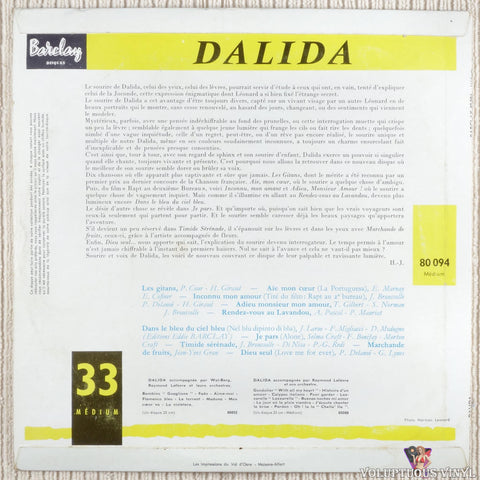 Dalida Accompagnée Par Raymond Lefèvre Et Son Orchestre – Les Gitans vinyl record back cover