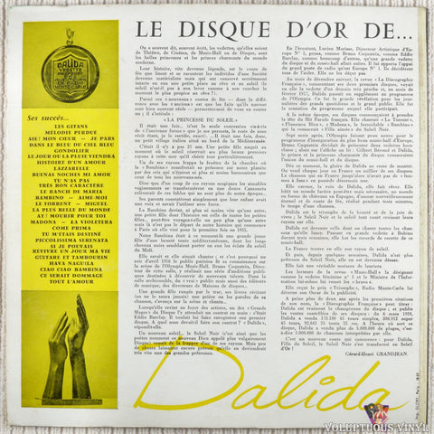 Dalida – Le Disque D'or De... vinyl record back cover