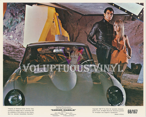 Danger: Diabolik (1967) John Phillip Law & Marisa Mell With Jaguar XK-E Promotional Photo