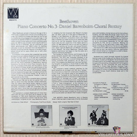 Daniel Barenboim ‎– Beethoven: Piano Concerto No. 3 / Choral Fantasy vinyl record back cover