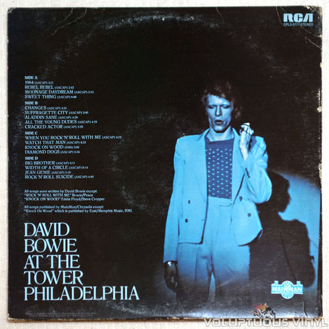 David Bowie ‎– David Live vinyl record back cover