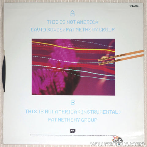 David Bowie / Pat Metheny Group ‎– This Is Not America - Vinyl Record - Back Cover