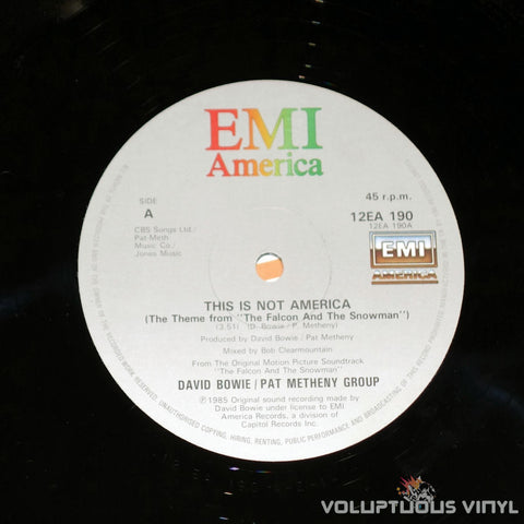 David Bowie / Pat Metheny Group ‎– This Is Not America - Vinyl Record EMI Label