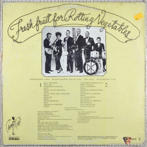 Dead Kennedys – Fresh Fruit For Rotting Vegetables vinyl record back cover