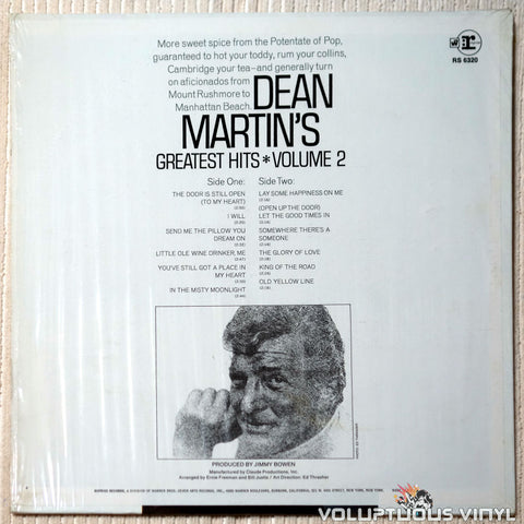 Dean Martin ‎– Dean Martin's Greatest Hits, Volume 2 vinyl record back cover