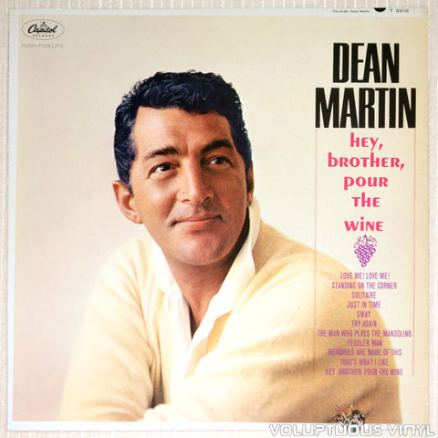 Dean Martin ‎– Hey, Brother, Pour The Wine - Vinyl Record - Front Cover
