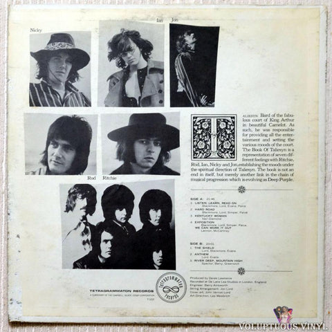 Deep Purple ‎– The Book Of Taliesyn vinyl record back cover
