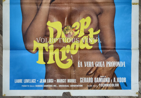 Deep Throat Italian Film Poster Linda Lovelace sucking a Popsicle bottom half