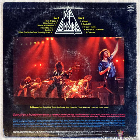 Def Leppard ‎– On Through The Night vinyl record back cover