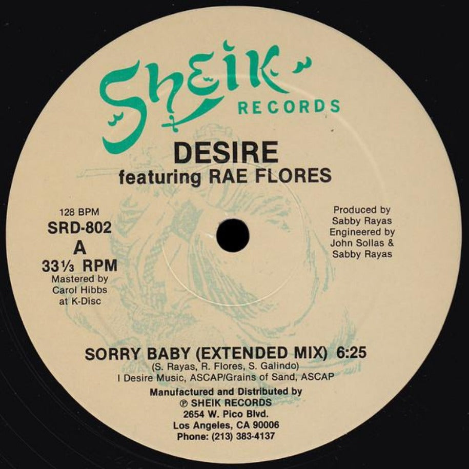Desire featuring Rae Flores ‎– Sorry Baby vinyl record Side A