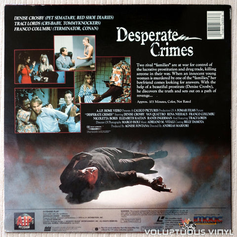 Desperate Crimes - LaserDisc - Back Cover