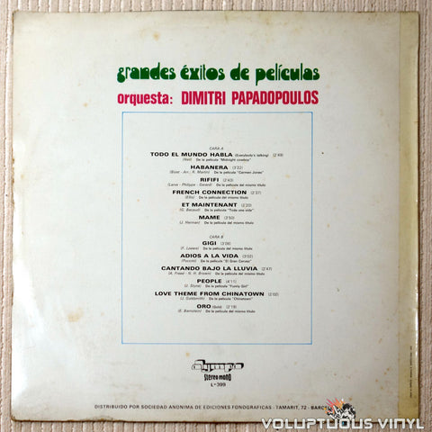 Orquesta Dimitri Papadopoulos ‎– Grandes Exitos De Peliculas - Vol. 7 - Vinyl Record - Back Cover