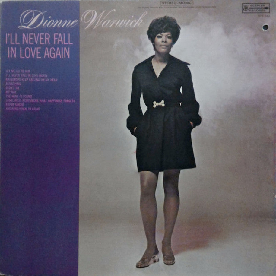 Dionne Warwick ‎– I'll Never Fall In Love Again - Vinyl Record - Front Cover