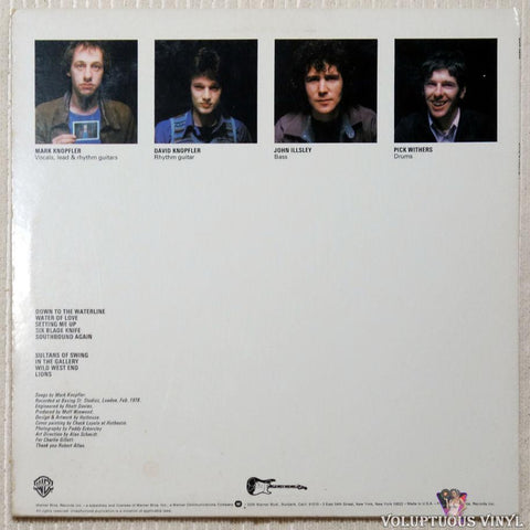 Dire Straits ‎– Dire Straits vinyl record back cover