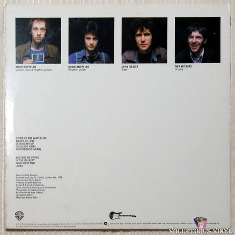 Dire Straits ‎– Dire Straits vinyl record back cover