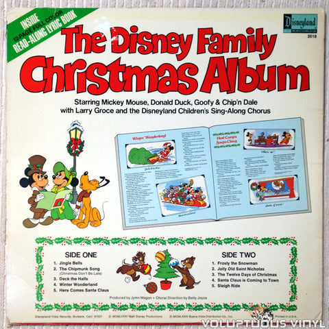 Various ‎– The Disney Family Christmas Album vinyl record back cover
