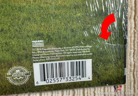 DNCE ‎– DNCE vinyl record back cover bottom right corner