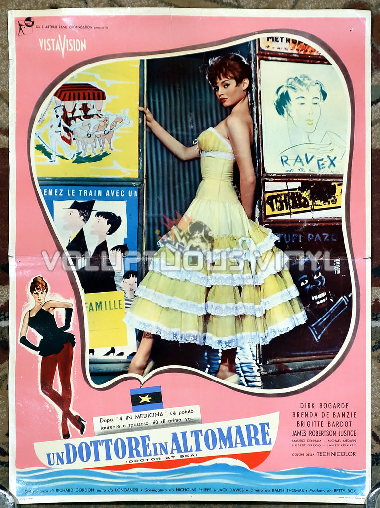 Doctor At Sea [Un dottore in alto mare] (1955) Italian Fotobusta - Sexy Young Brigitte Bardot