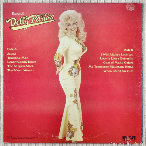 Dolly Parton – Best Of Dolly Parton vinyl record back cover